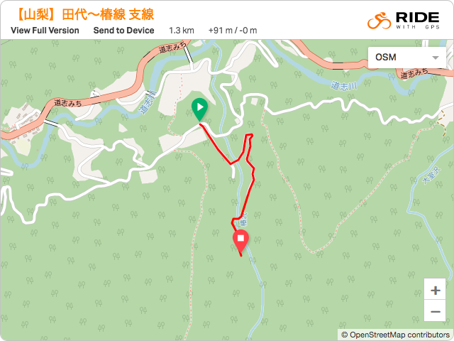 道志の林道「田代〜椿線 支線」のルート地図
