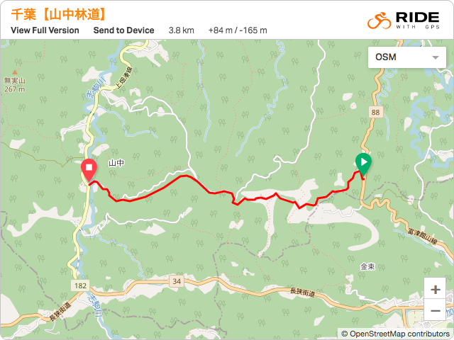 千葉【山中林道】のルート地図・GPSデータ