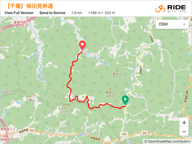 千葉【保田見林道】のルート地図・GPSデータ