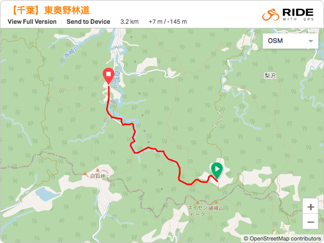 千葉【東奥野林道】のルート地図・GPSデータ
