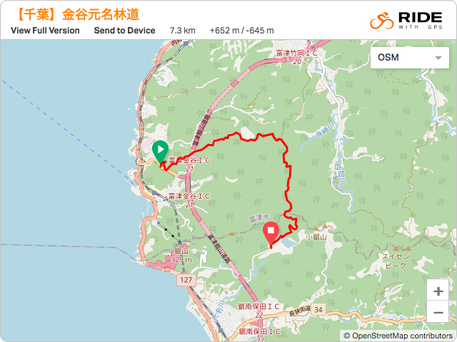 千葉【金谷元名林道】のルート地図・GPSデータ
