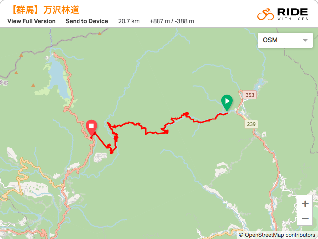 群馬【万沢林道】のルート地図・GPSデータ
