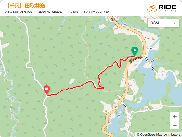 千葉【田取林道（舗装区間）】のルート地図・GPSデータ