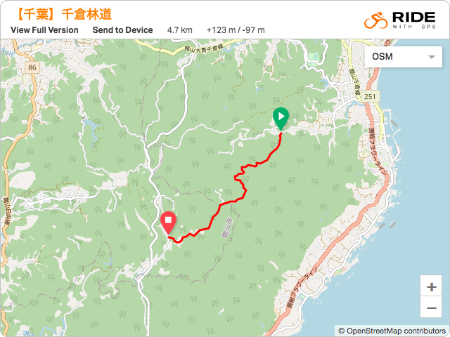 千葉【千倉林道】のルート地図・GPSデータ