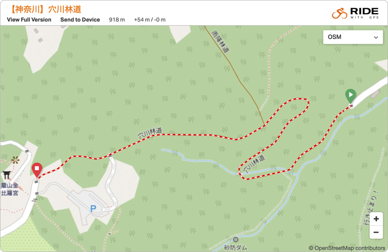 穴川林道（神奈川）の地図