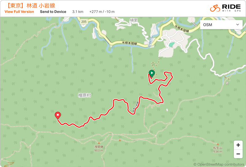 林道 小岩線（東京）の地図
