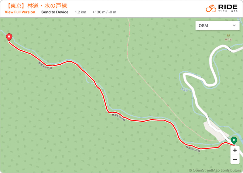 林道 水の戸線（東京）の地図