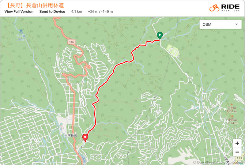 長倉山併用林道（長野）の地図 