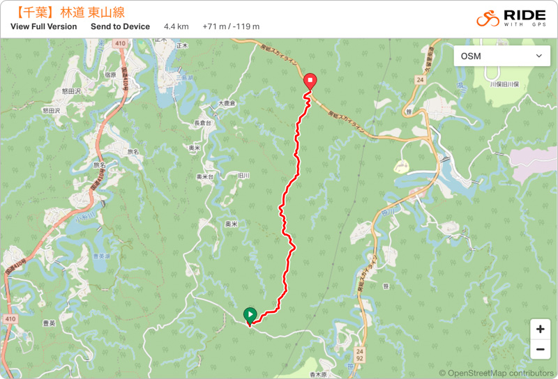 林道 東山線（千葉）のルート地図・GPSデータ