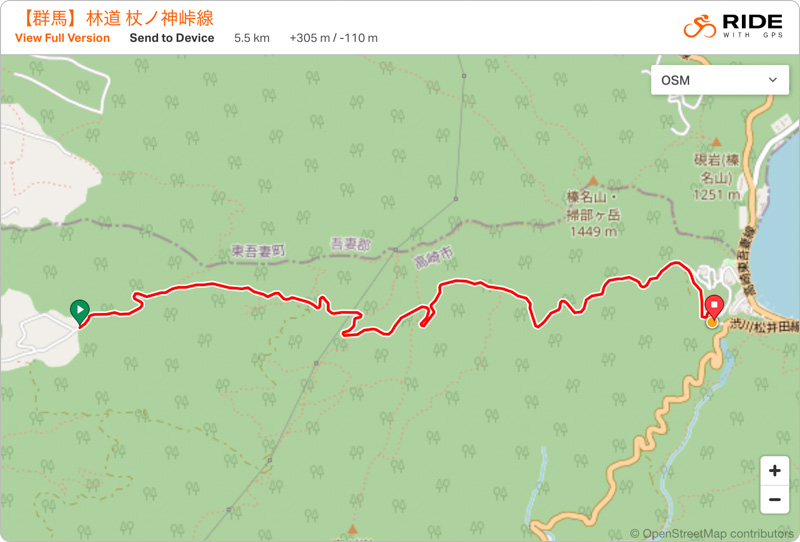 林道 杖ノ神峠線（群馬）の地図