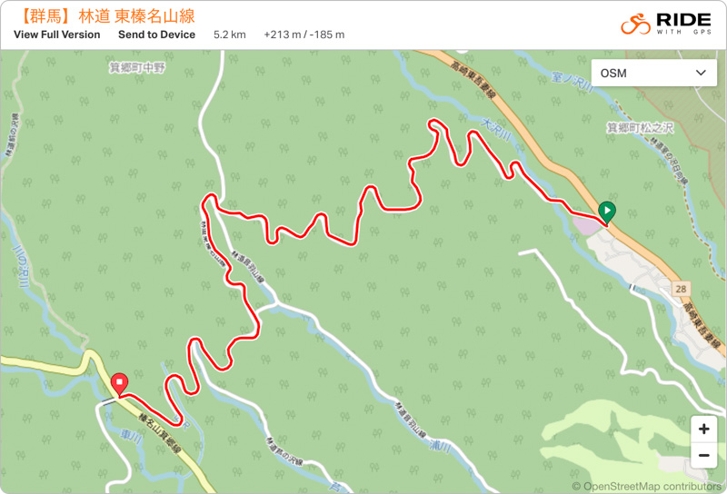 林道 東榛名山線（群馬）の地図