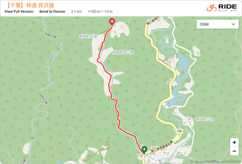 林道 貝沢線（千葉）の地図