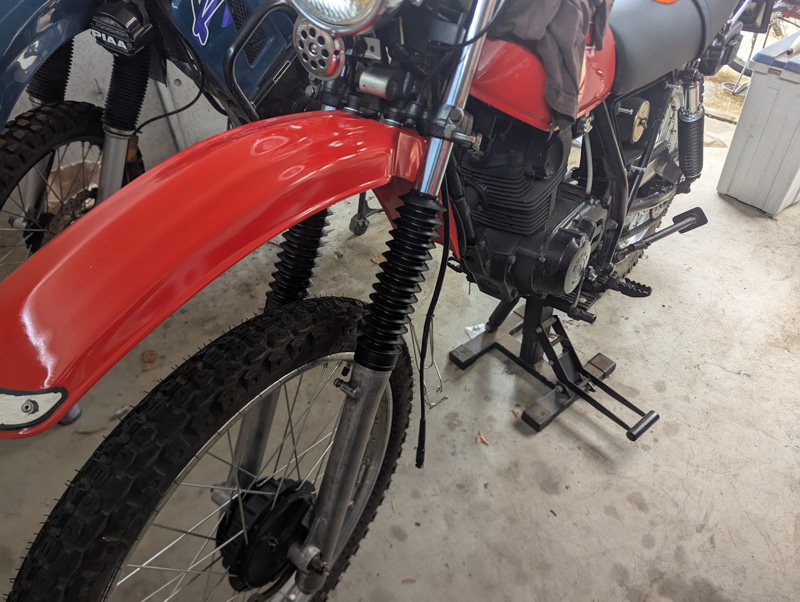 フォークセッティング変更とフォークブーツ装着・XL125S改